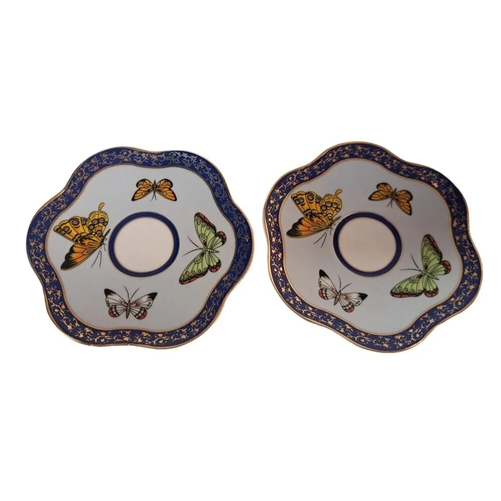 Formalities by Baum Bros Set of 2- Butterflies Demitasse Teacup‎ & Saucer